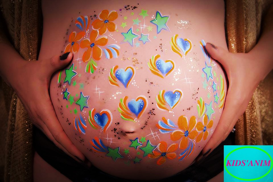 Belly painting -maquillage de grossesse-maquillage femme enceinte par kids'anim -baby shower